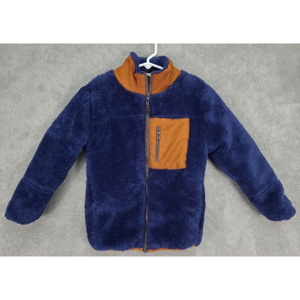 Tommy Bahama 2022 Kids Fleece Faux Fur Jacket Boys Size 5-6 Blue